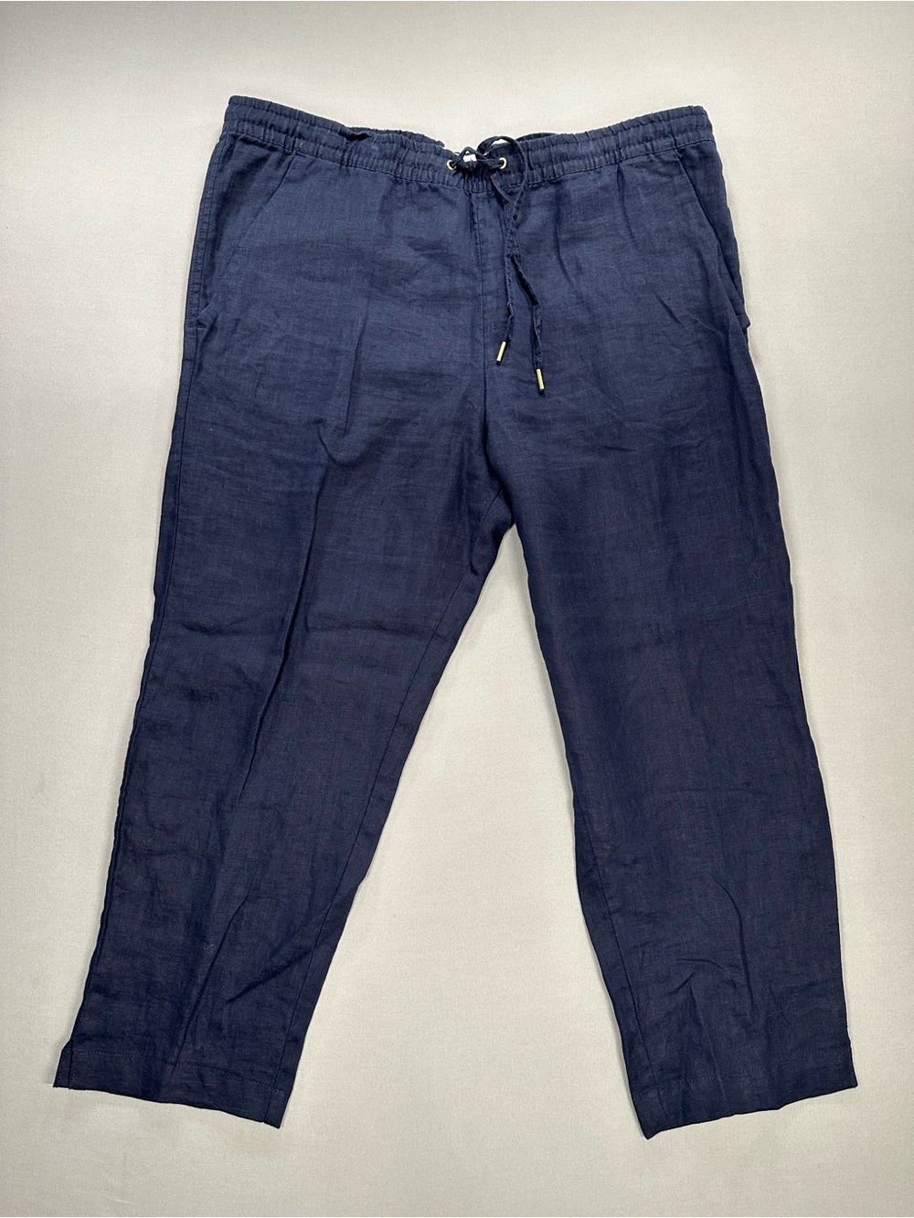NWT H&M LOGG 100% Linen Drawstring Ankle Joggers / Pants - Womens 10